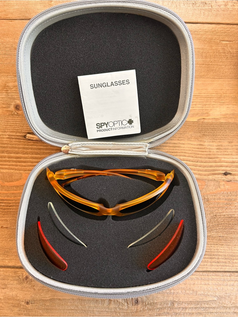 SPY Men's Amber Frame Sunglasses with Red & Silver Interchangeable Lenses